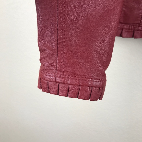 Jou Jou Faux Leather Moto Jacket in Burgandy/Red - Picture 5 of 7